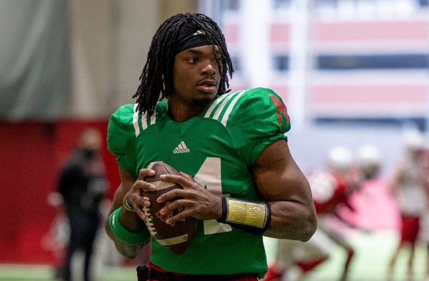 Quarterback Jeff Sims 2023-03-23 Nebraska football spring practice cropped
